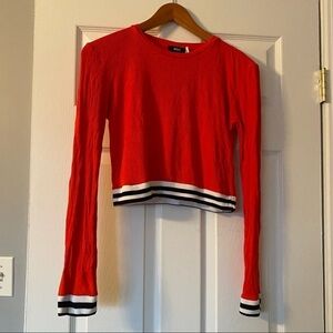 BDG Urban Outfitters long sleeve orange red black and white stripe, size M
